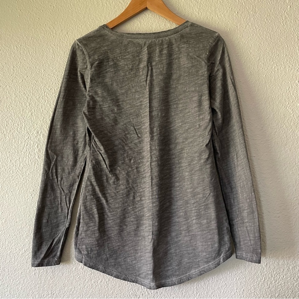 Peruvian Connection Long Sleeve Tee Shirt Women’s S Gray Stone Wash Scoop Casual - Picture 5 of 8